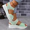 New Women's Flat Thick Sole Beach Sandals Magic Tape Adjustable Casual Summer Shoes