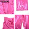 WTEMPO Damen Metallic Hose mit geradem Bein Funkelnde Hose mit elastischer Taille Frühling Herbst Streetwear Clubwear Kostüme