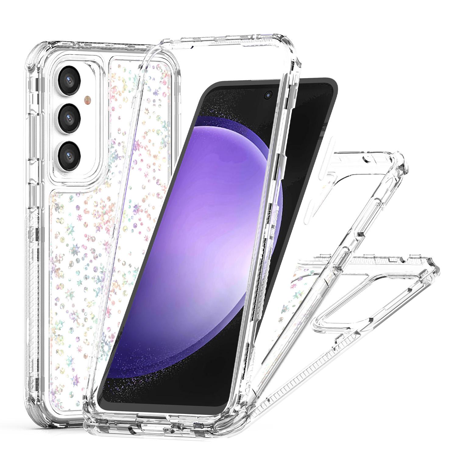 

For Samsung Galaxy S23 FE Case Clear Acrylic TPU Hybrid Phone Cover with Laser-printed Film Hearts