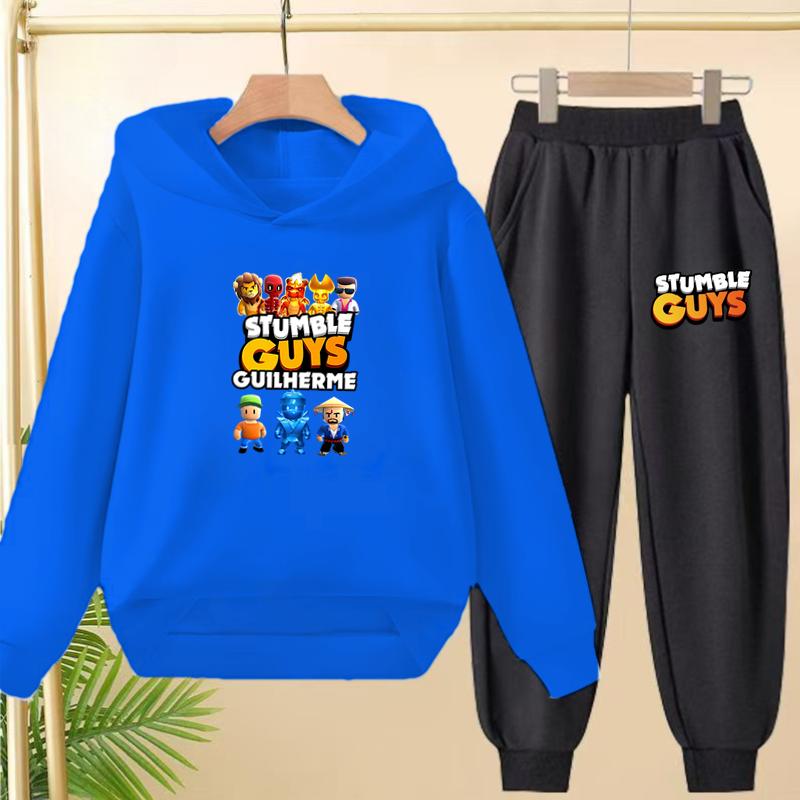 Felpa con cappuccio per bambini 3-12 anni Stampa Anime GUYS Cappotto Affascinante Felpa+Pantaloni Bambini Ragazze Neonato Set Trendy per il Tempo Libero
