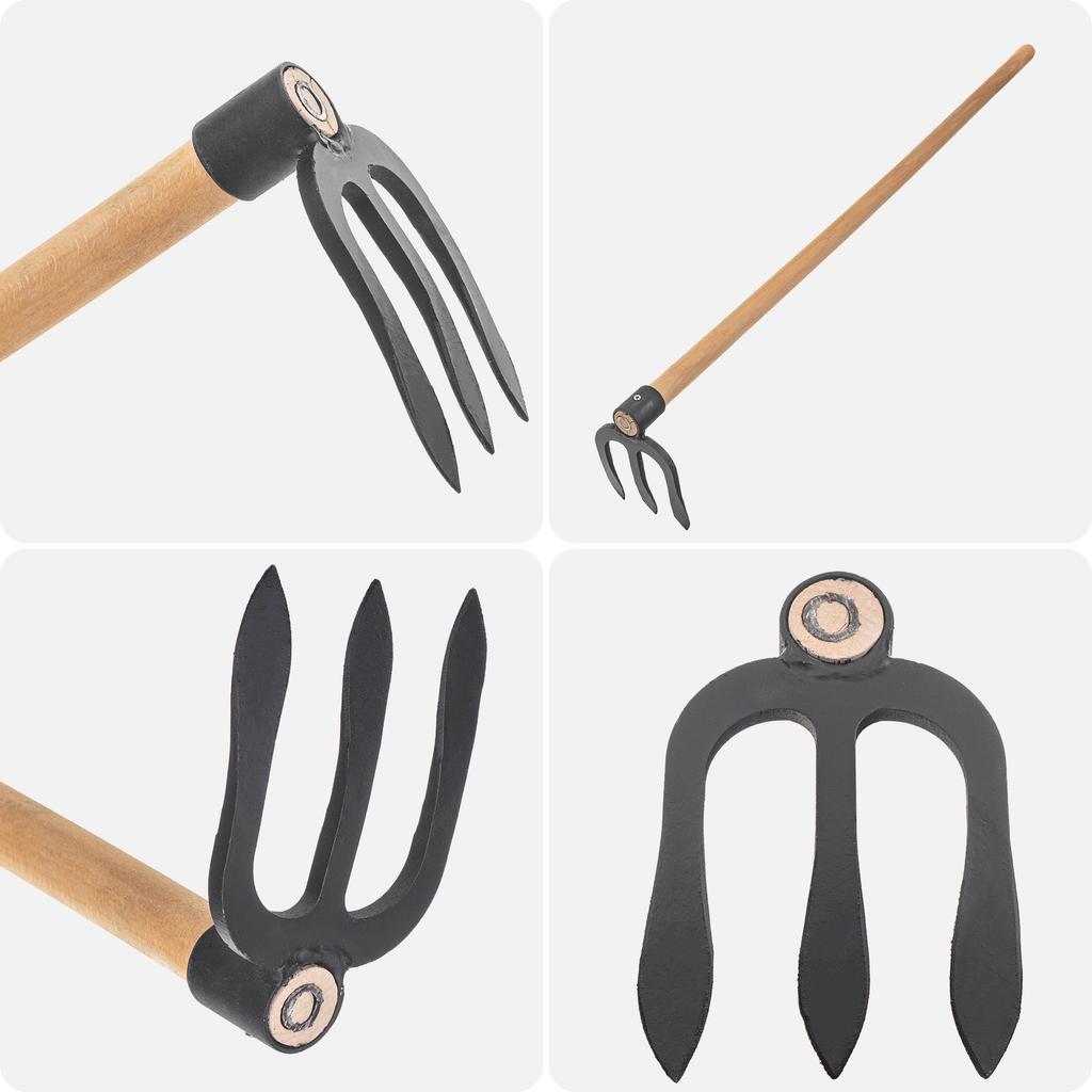 KADAX Forged Steel Three-toothed Hoe 15x12cm With Handle