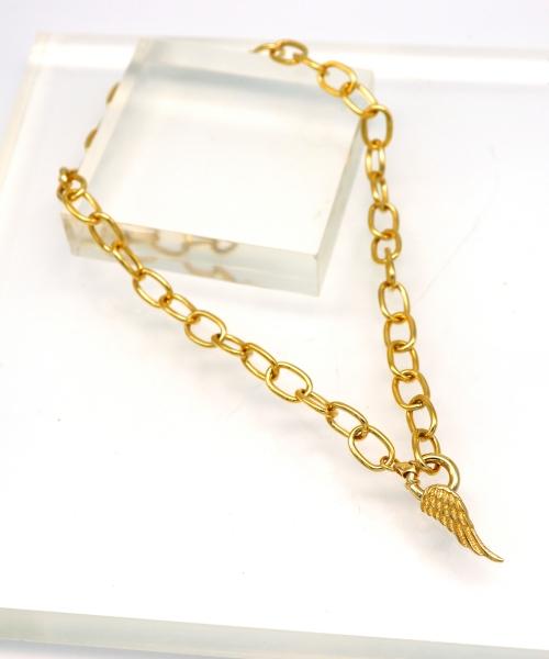 Bonbeau Edge Pendant Bold Chain Necklace Angel Wing Pendant Bold Gold Chain Necklace