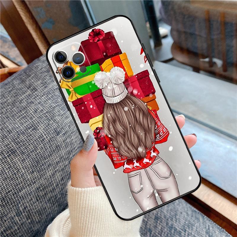 

Fashion Girl Merry Christmas Phone Case For iPhone 16 14 13 12 11 15 Pro Max 12 13 mini XR 15 16 Plus 16e Cover Shell iPhone 14 Pro