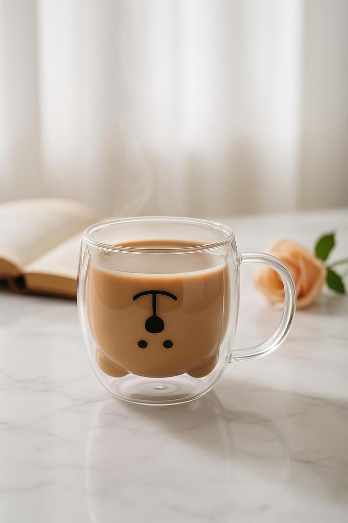 Creative Cute Bear Coffee Mugs Double Glass Cup Animal Double-Layer Milk Juice Tea Mug Cup Lady Valentine's Day Christmas Gift