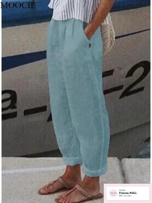 Women's Casual Everyday Pants High Waist Straight Pants Pocket Radish Pants Long Pants