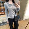 Camiseta de Manga Larga con Capas Adelgazante de Forro Polar de Doble Cara Estilo Coreano para Mujer, Elegante Top Ajustado Otoño/Invierno