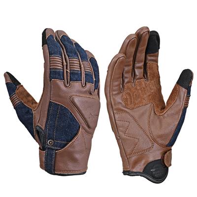 Daytona Motorcycle Leather Soft Stretch Smartphone Focused On Comfortable Denim Pad Leather Gloves Brown L Size 62974 Gloves,
