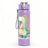 1PC Small Green Baby Dragon Cartoon Print 750ml Color Plastic Sports Water Bottle Leakproof Flip Straw Lid Suitable for Sports Office Home Use