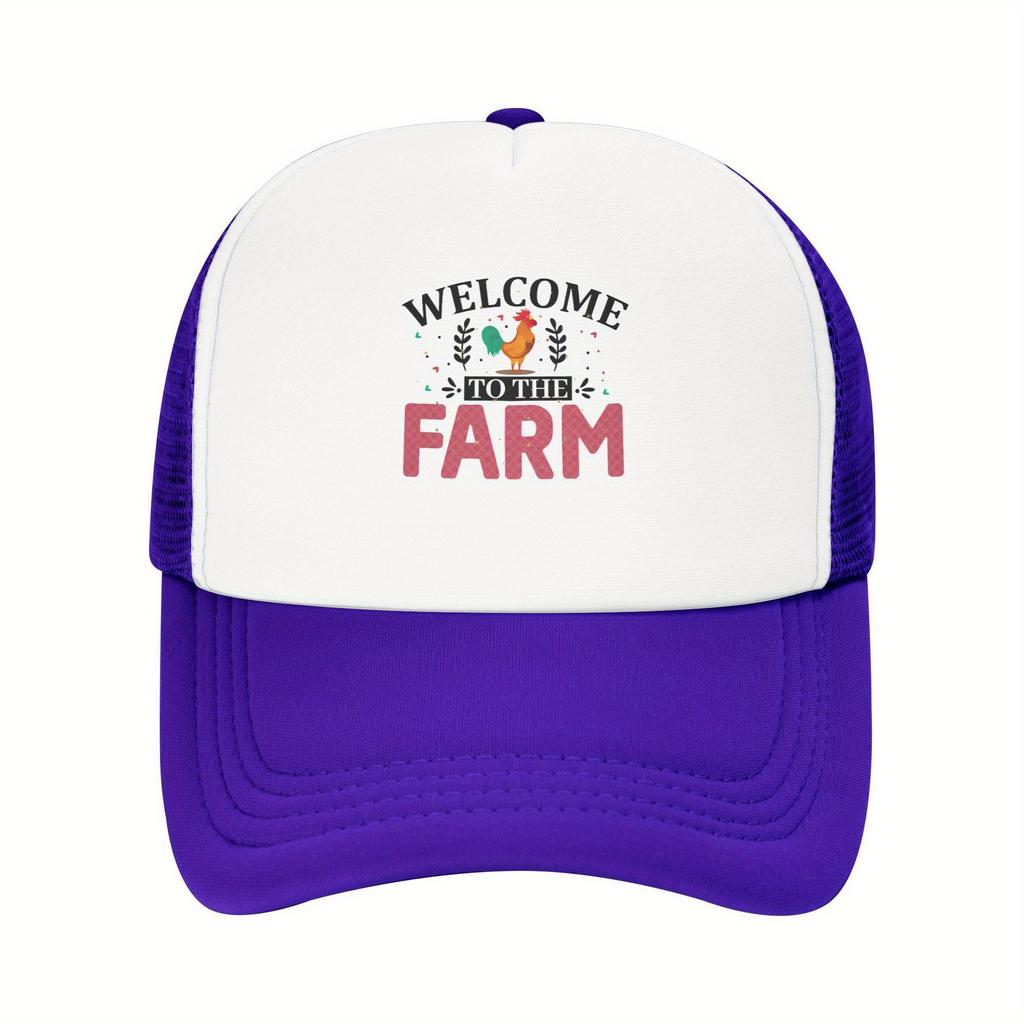 Welcome To The Farm Rooster Trucker Hat Breathable Mesh Baseball Cap Casual Outdoor Unisex