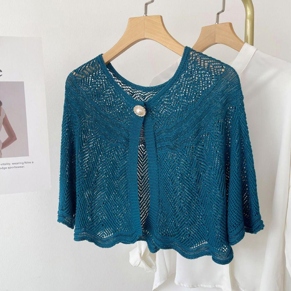 Knitted Cross Shawl Pure Color Blouse Shoulders Scarf Women Scarf Fake Collar Cape  Spring Autumn