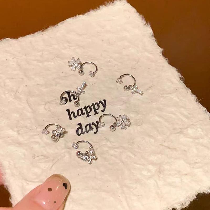 Fashion Zircon Earrings U-Shaped Ear Bone Studs For Women Exquisite Metal Jewelry Accessories