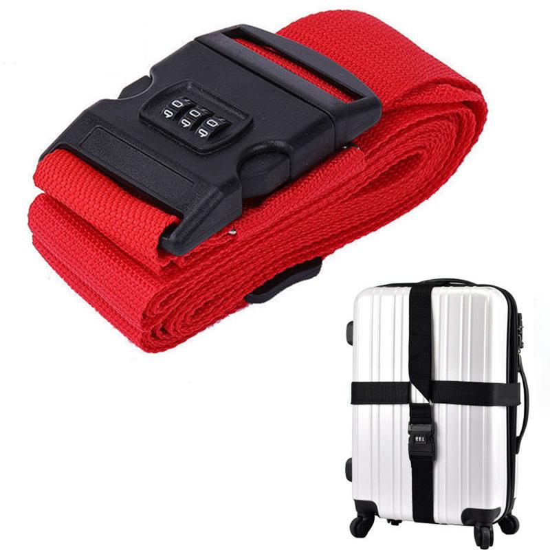 

420 см регульований ремінь для багажу Основні аксесуари для подорожей Приладдя для валізи Фіксований ремінь Ремені для пароля для валізи 18-34 дюймів червоний