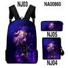 Classic Novelty Genshin Impact 3D Printed 3pcs/Set Pupil School Bags Laptop Daypack Backpack Inclined Shoulder Bag Pencil Case