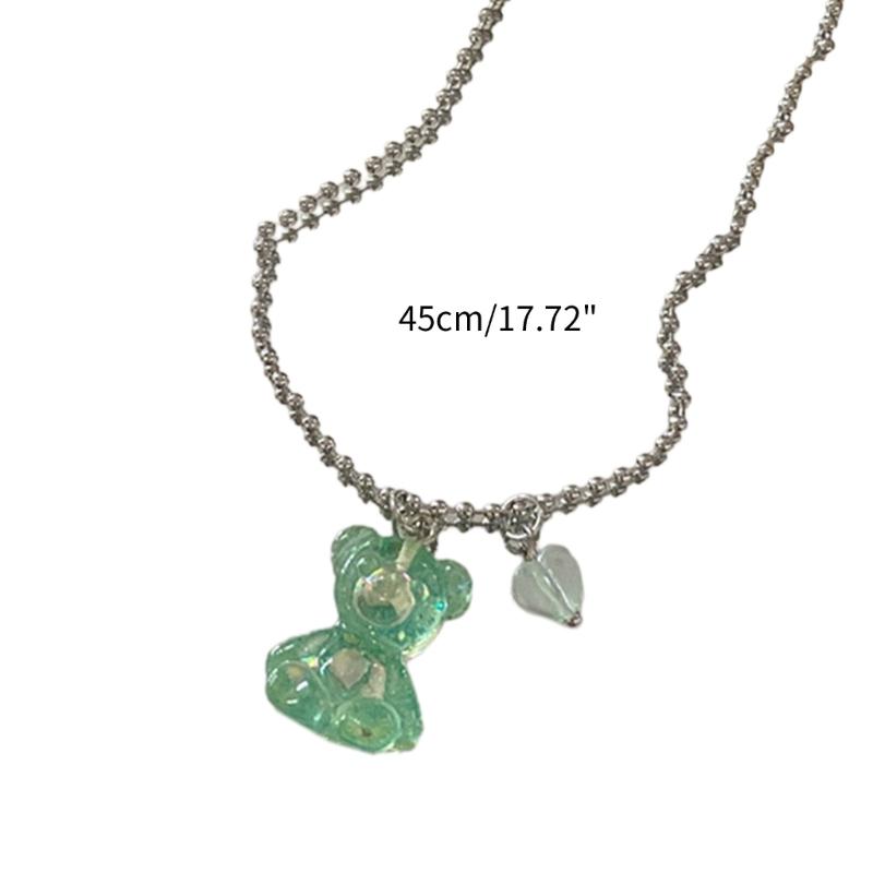 Pendant Clavicle Chain Bear Neck Jewelry Bear Pendant Choker Alloy Material Beaded Necklace for Fashion Ladies Teens