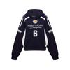 Womens Vintage Letter Print Hoodie Color Block Slim Fit Short Sweatshirt Streetwear