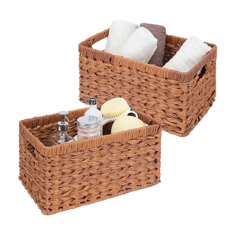 Cesta de Almacenamiento Tejida Sala de Estar Cocina Oficina Moderna Minimalista Con Asas Tamaños Pequeño Grande Gris Marrón Beige