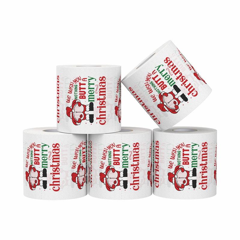 1/2/3/4/5 Rolls Christmas Toilet Paper Funny Santa Claus Tissue Roll Paper Christmas Decoration Xmas Navidad New Year Supplies