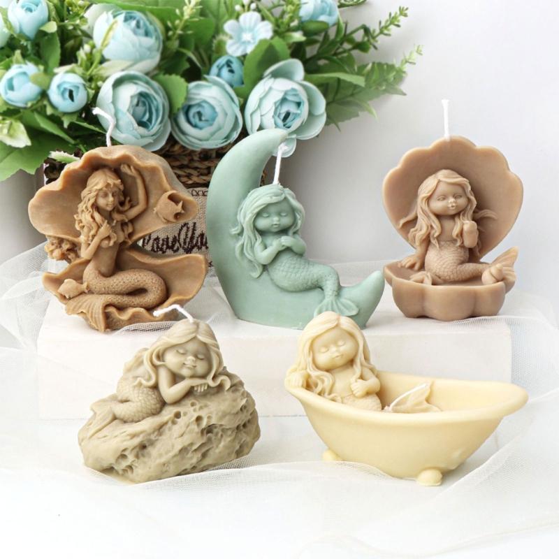 Mermaids Silicone Mould Beautiful Woman Soap Resin Plaster Mold Cake Molds