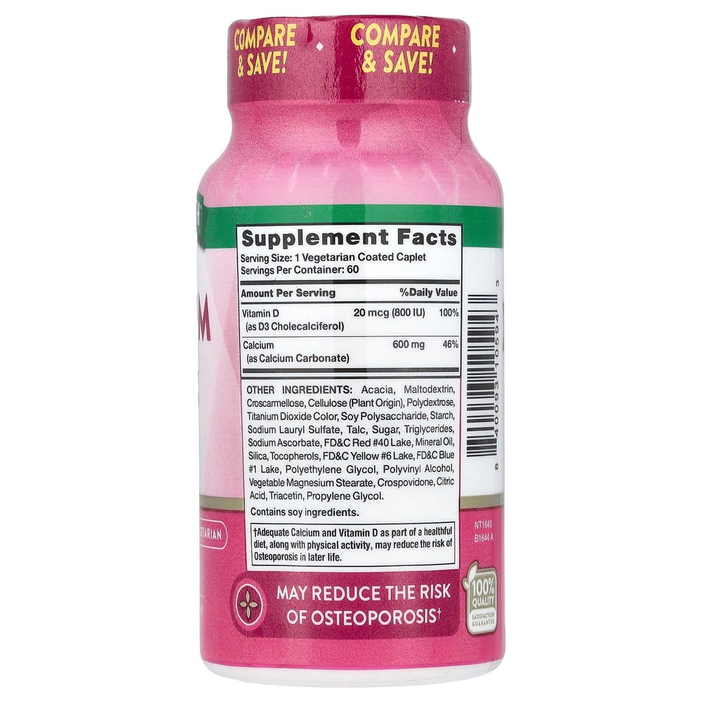 Nature's Truth Calcium + D3 Coated Tablets, 60 Tablets