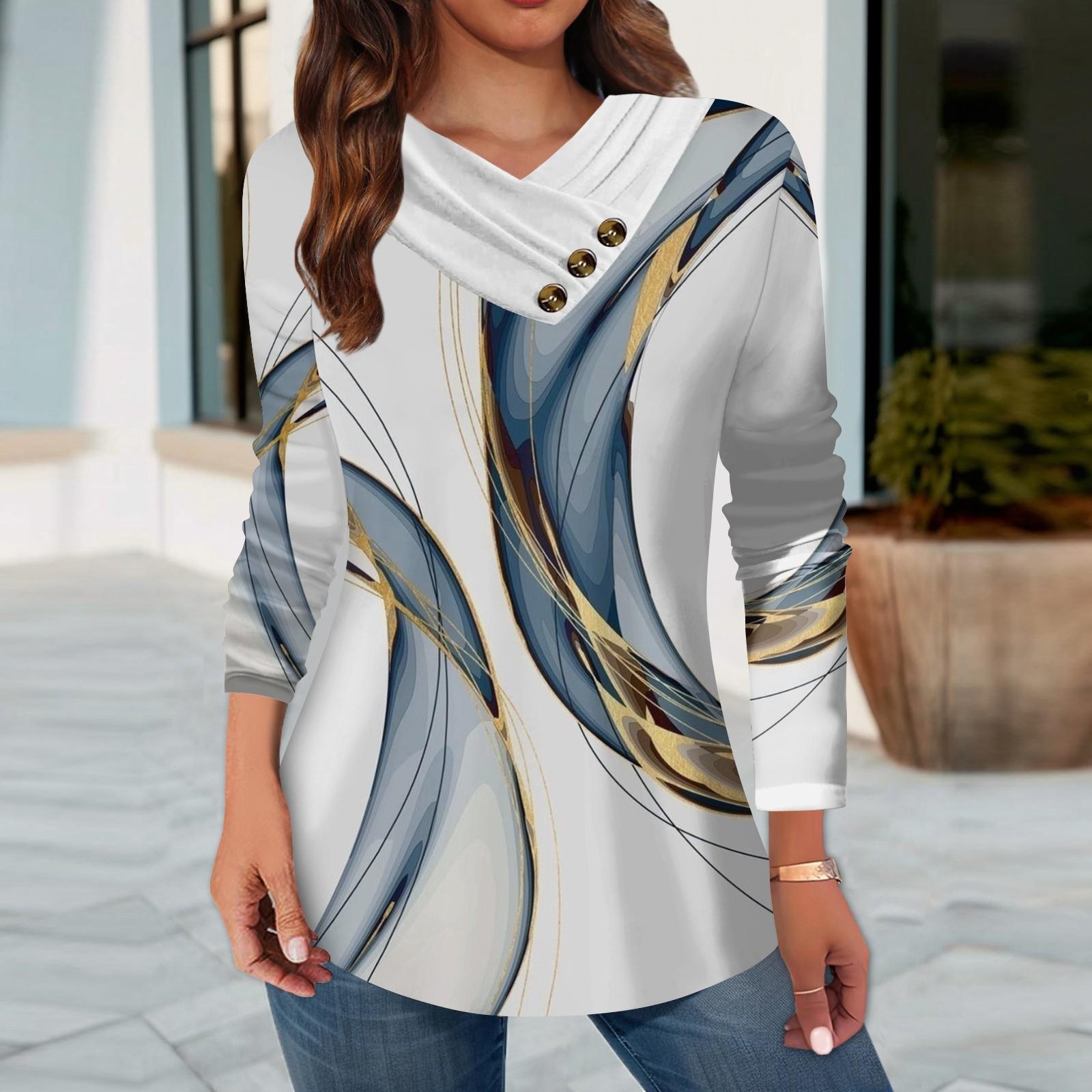 

Женские топы, повседневные рубашки с длинными рукавами и пуговицами на шее, модные лоскутные блузки с винтажным принтом, футболки XL светло-серый