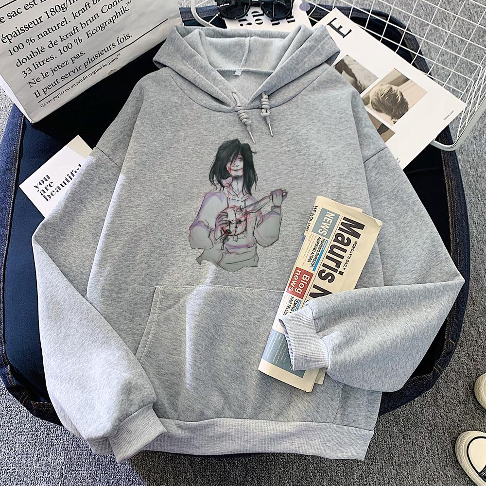 Jeff The Killer Virtual Characters Printed Hoodies Women Casual Cartoon Graphic Sweatshirts Hooded Fleece Autumn Winter