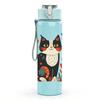 1PC Floral Pattern Cat Portrait 750ml Color Plastic Sports Water Bottle Leakproof Flip Straw Lid Suitable for Sports Office Home Use