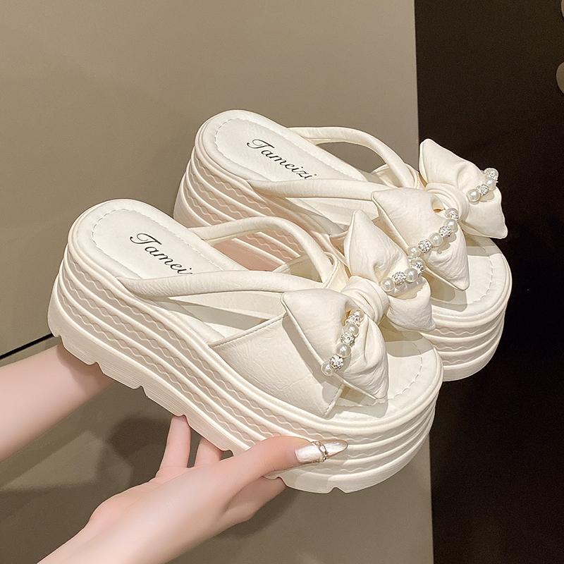 Fashion High Platform Sandals Women New 2024 Summer Breathable 7.5CM High Heels Ladies Leather Sneakers Chunky Slippers Sandalias Mujer