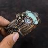 Amazonite Gemstone Cuff Bracelet Copper Wire Wrapped Cuff Rainbow Moonstone Bangle Adjustable Cuff Bracelet Handmade Jewelry Gift For Women