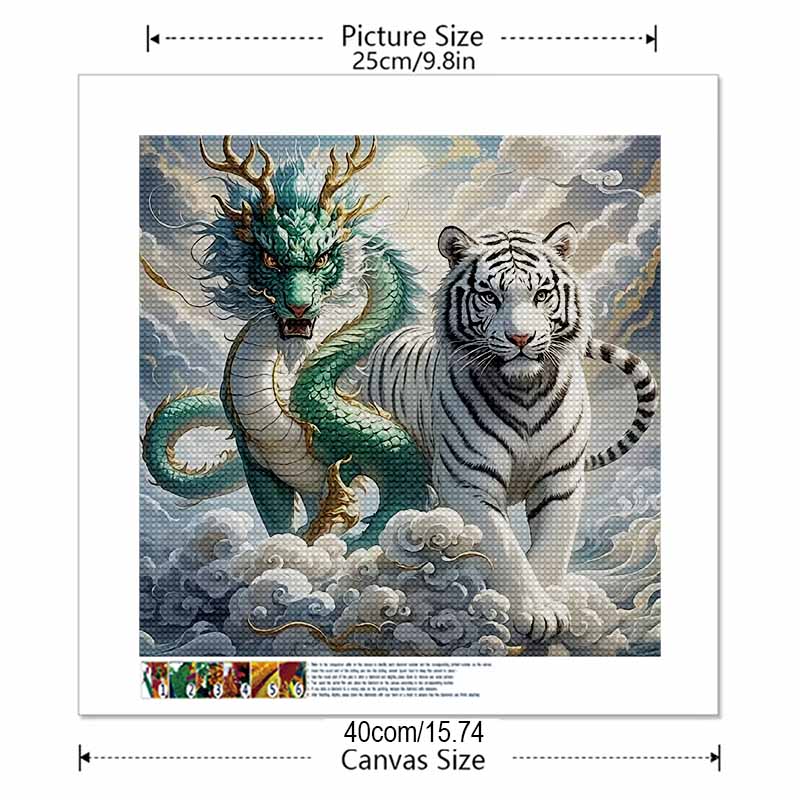 New Arrival 5D DIY Full Circle Diamond Painting "Dragon and Tiger Picture" Embroidery Cross Stitch Home Decor Gift
