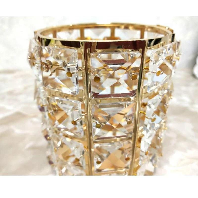 Crystal Makeup Brush Eyebrow Pencil Storage Tube Jewelry Storage Container Metal Storage Box European Style Cosmetic Organizer