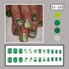 Stylish Green Shamrock Designs Press On Nail Full Cover False Nail Manicure for Patrick's Day Parties and Event