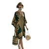 European, American Bohemian Large Size Women's Clothing Casual Loose 3D Printed Dress Robe Bamboo Hemp Others