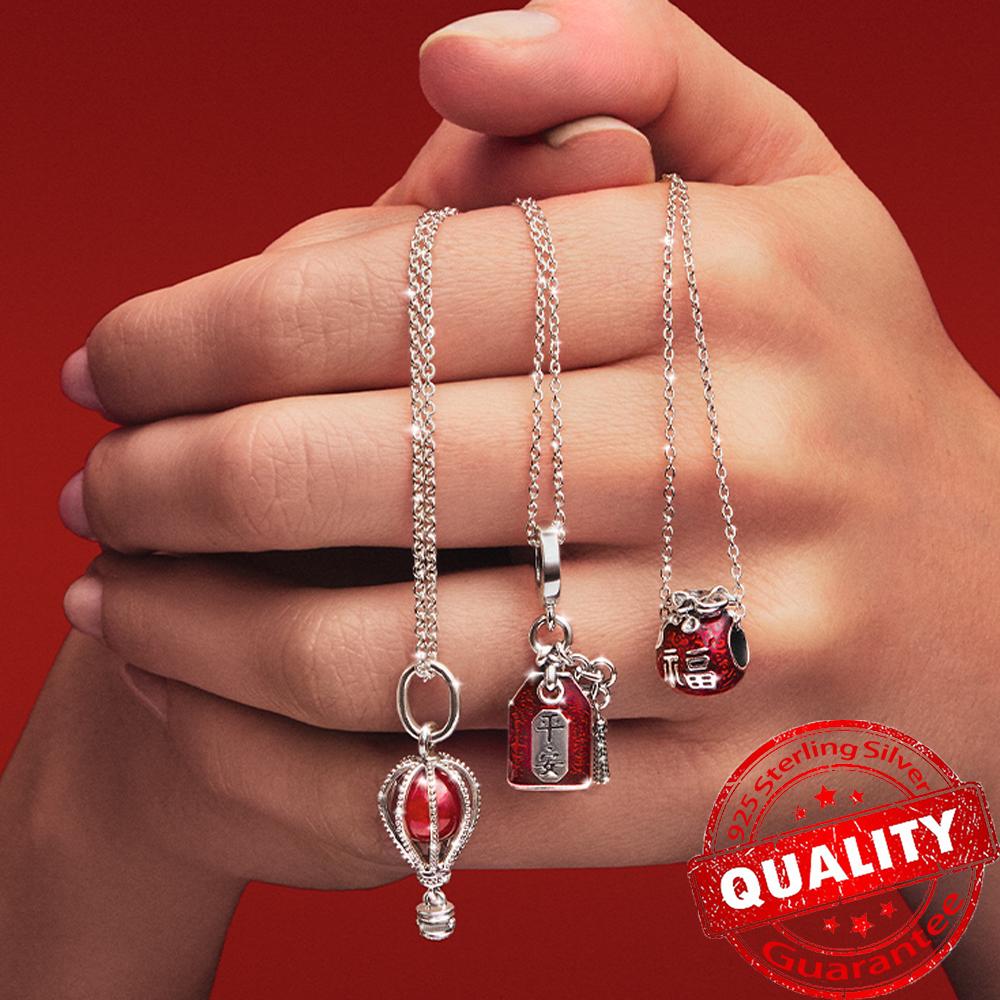 Romantic Heart Full Of Hearts Dangle Charm & Sparkling Rose In Bloom Beads For Copper Valentine'S Day Necklace Gift