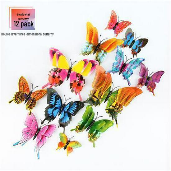 3D Stereo Double-Layer Butterfly Wall Stickers - Creative Home Decor for Living Room, Bedroom, Wedding