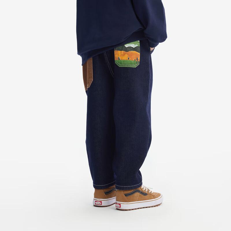MQD Boys' Colorfast Denim Winter Warm Dad Jeans Deep Indigo 150