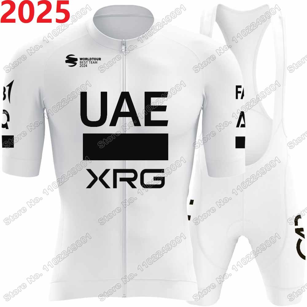 Weißes Team Fahrradtrikot Set Herren Fahrradbekleidung Sets Sommer Rennrad T-Shirts Anzug Fahrrad Trägerhosen MTB Trikot