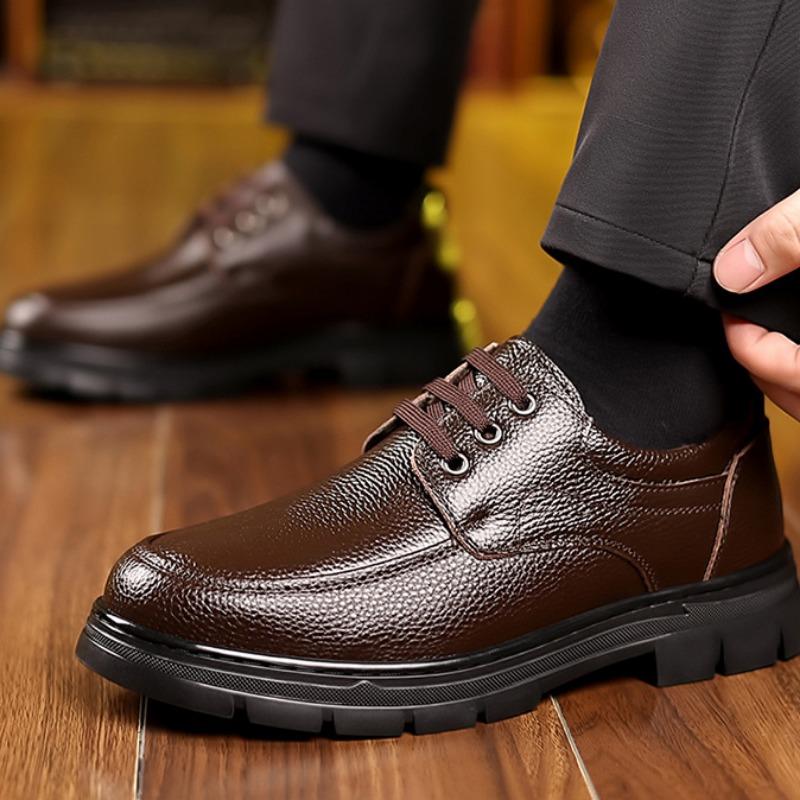 Fashion Winter Platform Velvet Warm Cow Leather Shoes for Men Designer Soft-soled Men's Loafers Fashion Business Dress Shoes Male