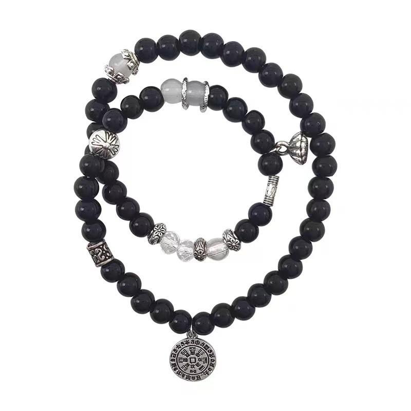 Dance White Lion Glass Bracelet Unique Carving For Men And Women Retro Chinese Style