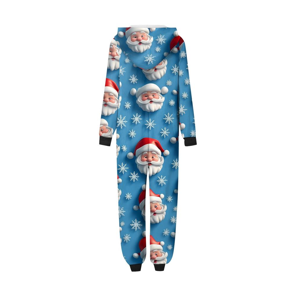 Weihnachtsdruck Eltern-Kind-Outfit Kapuzenreißverschluss Einteiliges modisches Heimanzug-Set