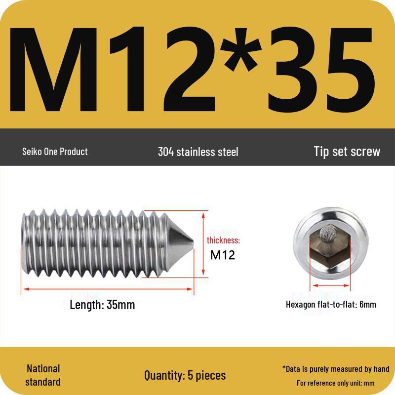 304 Stainless Steel Internal Hex Set Screw | Headless Grub Screw M2-M16