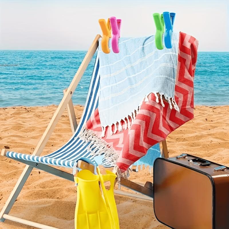 14pcs Random Color Windproof Chair Clips, Oversized Beach Towel Holders, Anti-Slip Clips. Suitable for Pool Lounge Chairs, Outdoor Use
