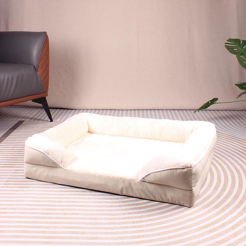 

Winter Pet Dog Bed Sofa Deep Sleep Memory Foam Dog Bed Small Medium Large Square Thickened Warm Mat Kennel Dog Products S Suitable2.5-5kg брудно-білий