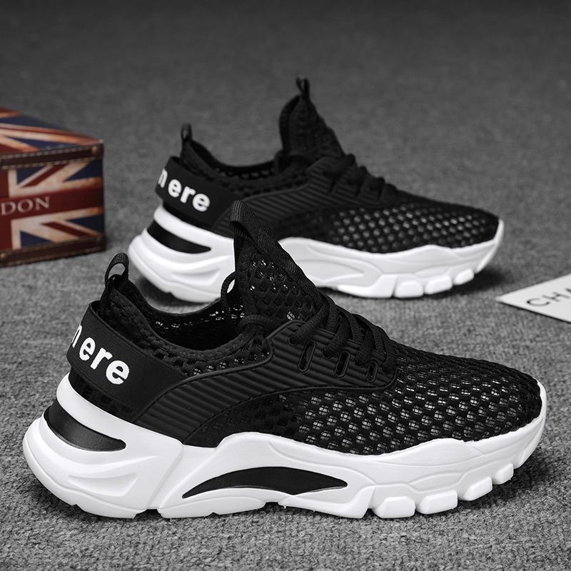 

Fashion Tennis Shoes Men Summer Trend Sneakers Thick Sole Breathable Versatile Height Increasing Casual Hollow Men s Running Shoes 36 чёрный