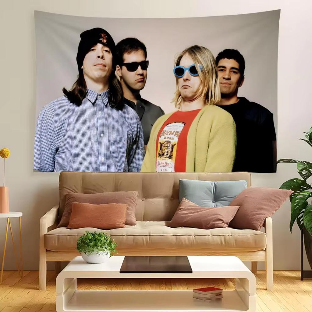 Alternative Rock Nnnirvana BAND Tapestry House Bedroom Living Bar Garden Microfiber Decoration Background