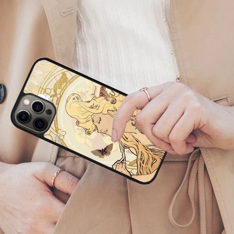 

Famous Art Vintage Portrait Alphonse Mucha Magnetic Phone Case For iPhone 17 Air 16 14 13 12 Pro Max 15 Plus With MagSafe Cover iPhone 14