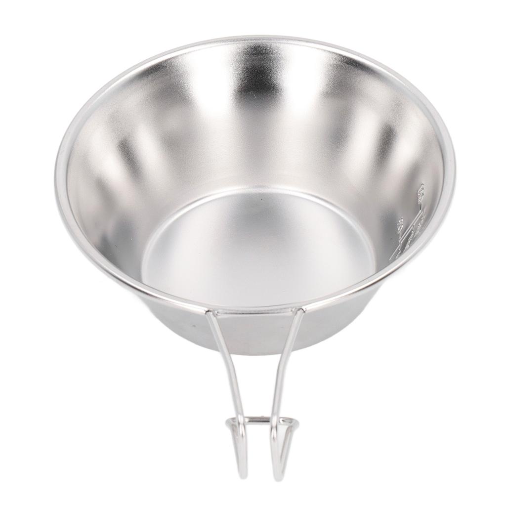 Camping Cup Bowl 304 Stainless Steel Backpacking Coffee Mug with Fixed Handle for Outdoor Picnic