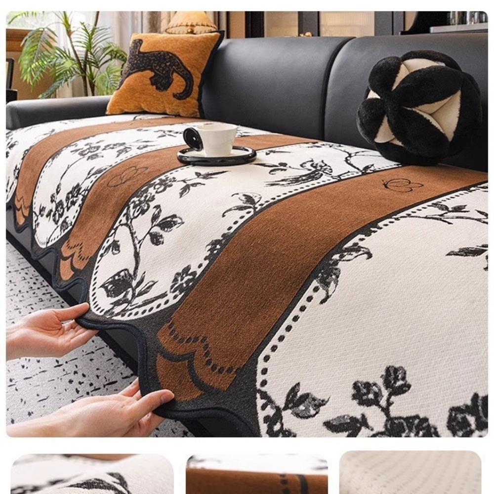 

Новая французская ретро-подушка для дивана 2025 года, всесезонная, высококлассный прямой ряд, нерегулярный нескользящий чехол-накидка-полотенце 90*70cm