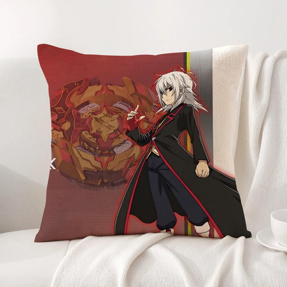Hot Anime B-Beyblade Cushion Cover Summer Coolness Linen Fabric Double-Sided Printing Pillow Case Sofa Home Decor Gift