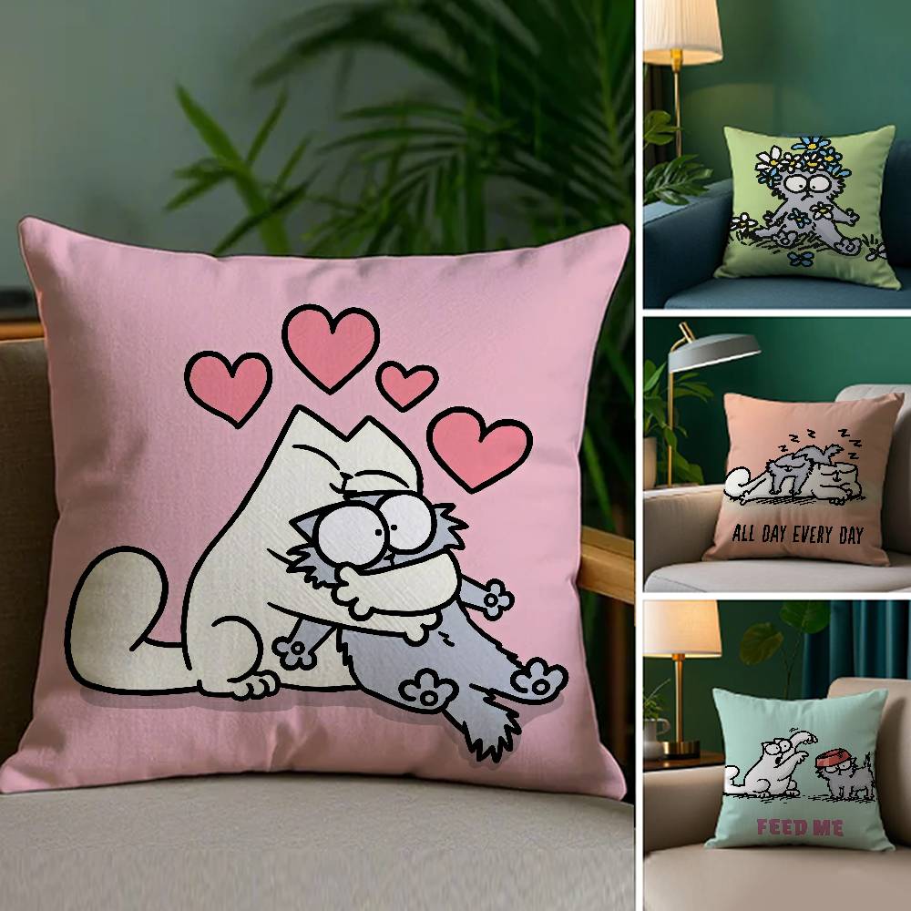 GORĄCY-Kreskówkowy S-Simons-Cat Poszewka na Poduszkę Pluszowa Tkanina Miękka Dwustronny Nadruk Sofa Ciepła Zima Dom Prezent Poszewka na Poduszkę