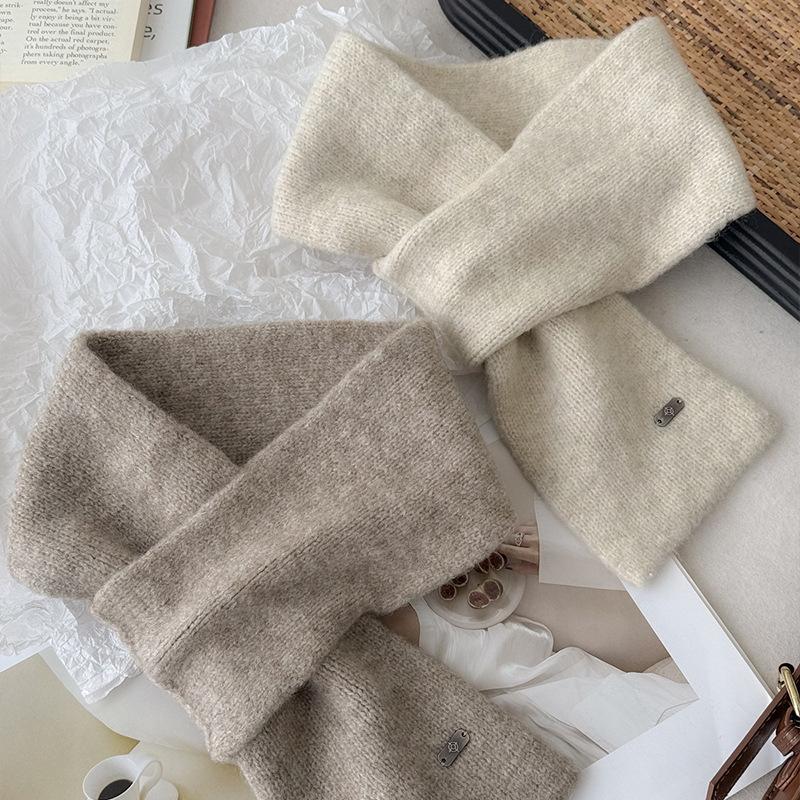 Wool Knitted Blended Red Small Scarf with Ear Piercing Holes for Winter Warmth A Family and Children's Scarf